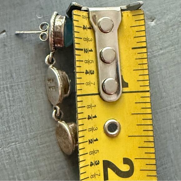 925 Sterling Silver DOUG PAULUS blue chalcedony gemstones Earrings - Picture 10 of 10